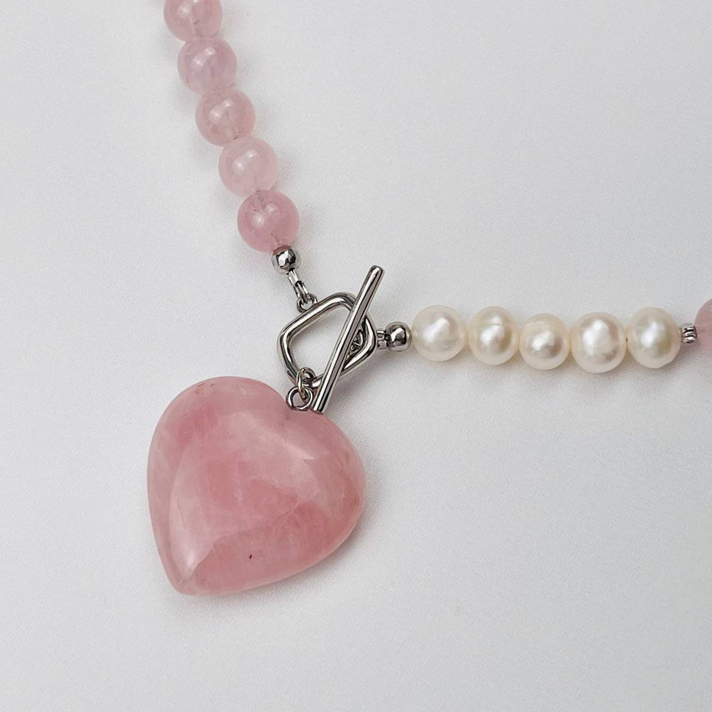 Колье из мадагаскарского Розового кварца и Жемчуга - Радуга самоцветов фото 2