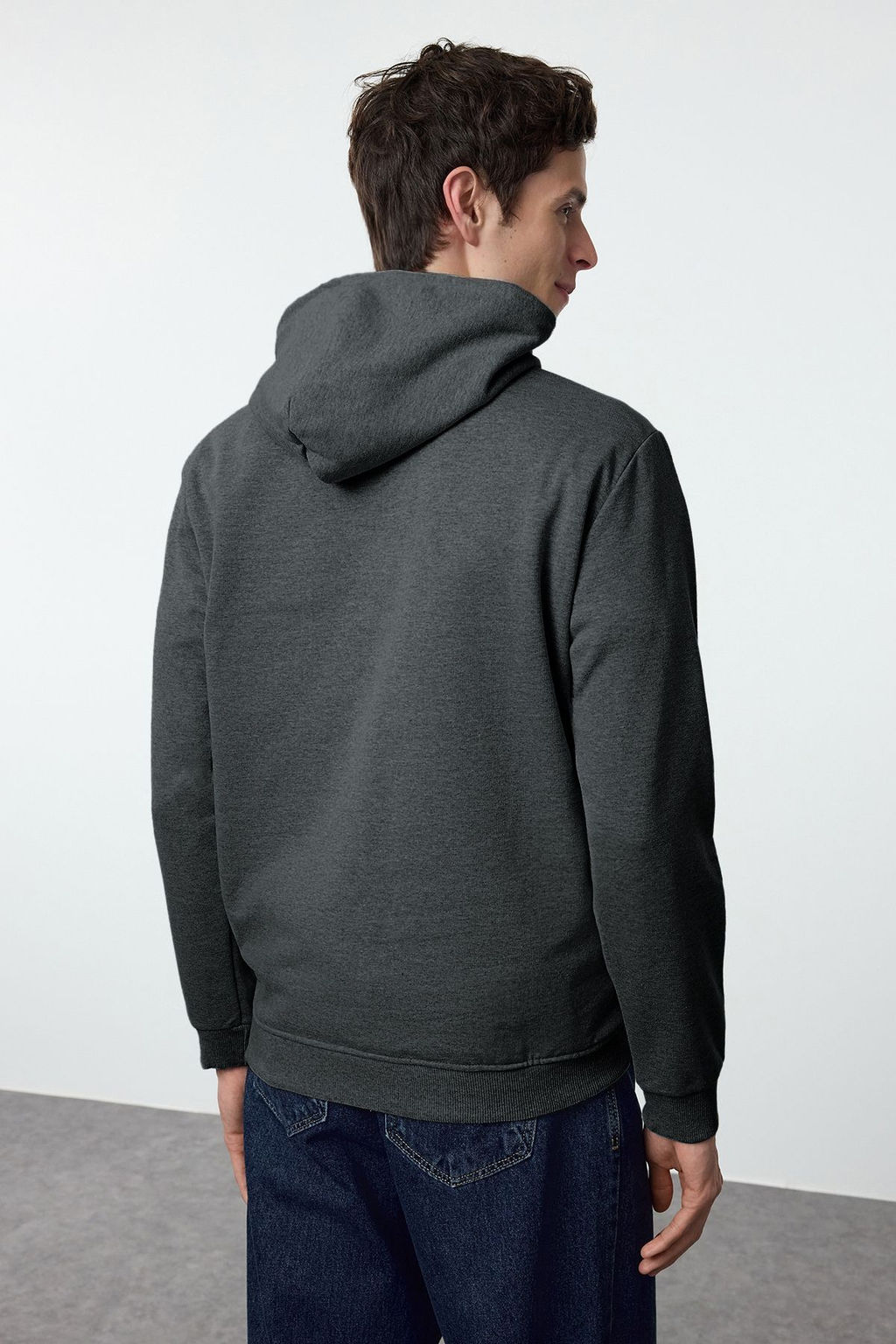 TRENDYOL MAN Kar Melanj Regular/Normal Kesim Kapusonlu Bask?l? Ici Polarl? Sweatshirt TMNAW25SW00063 - Trendyolmilla фото 5