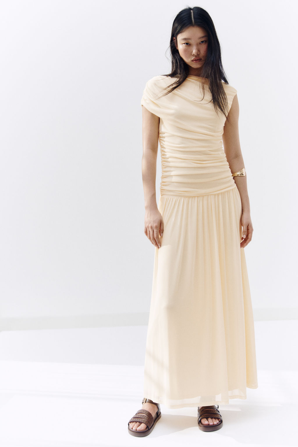 Vestido drapeado de malla - H&m фото 2