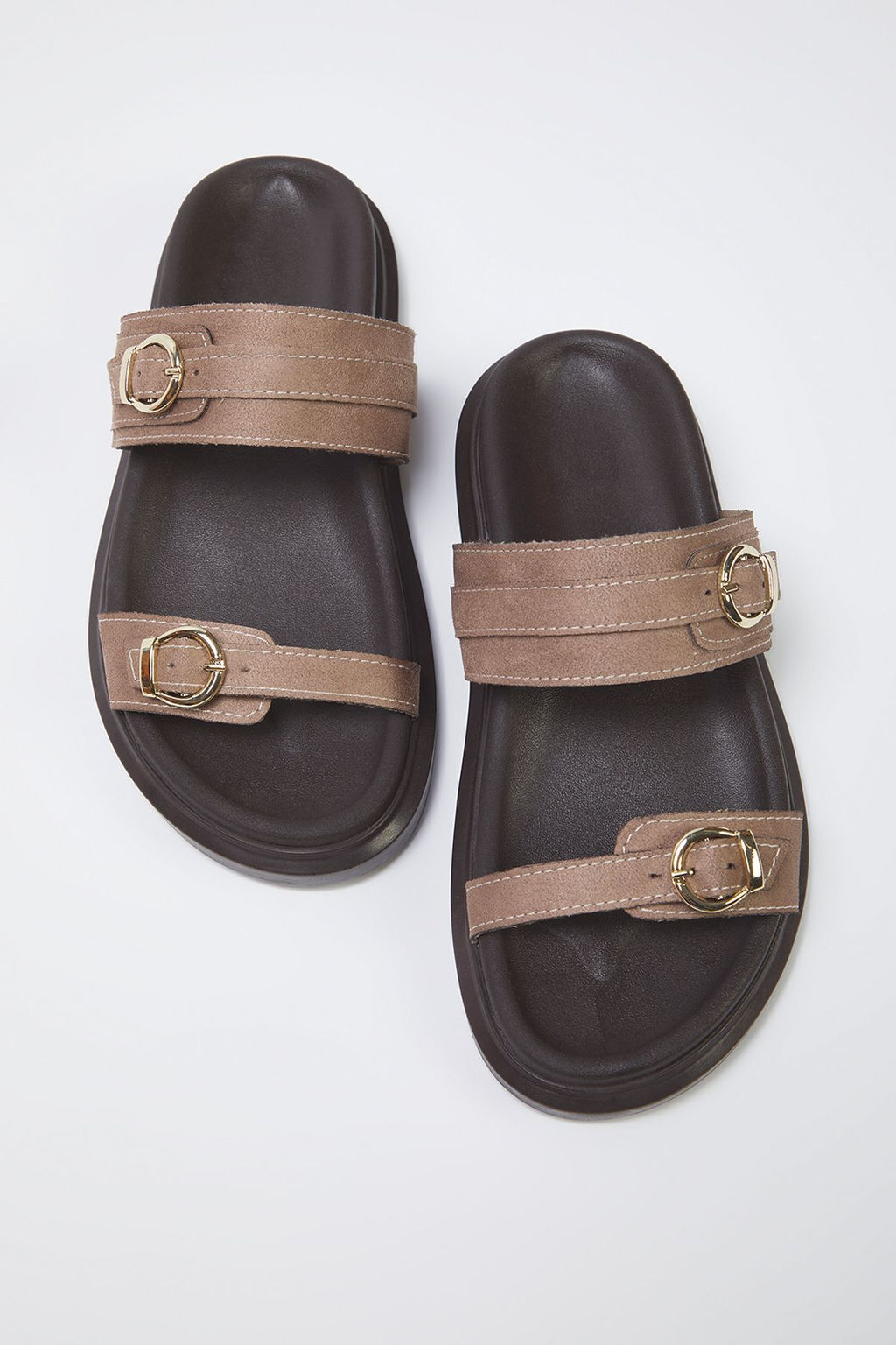 Trendyol Shoes Leopar Cift Tokal? Kahverengi Kal?n Taban Kad?n Terlik TAKAW25TE00009 - Trendyolmilla фото 7