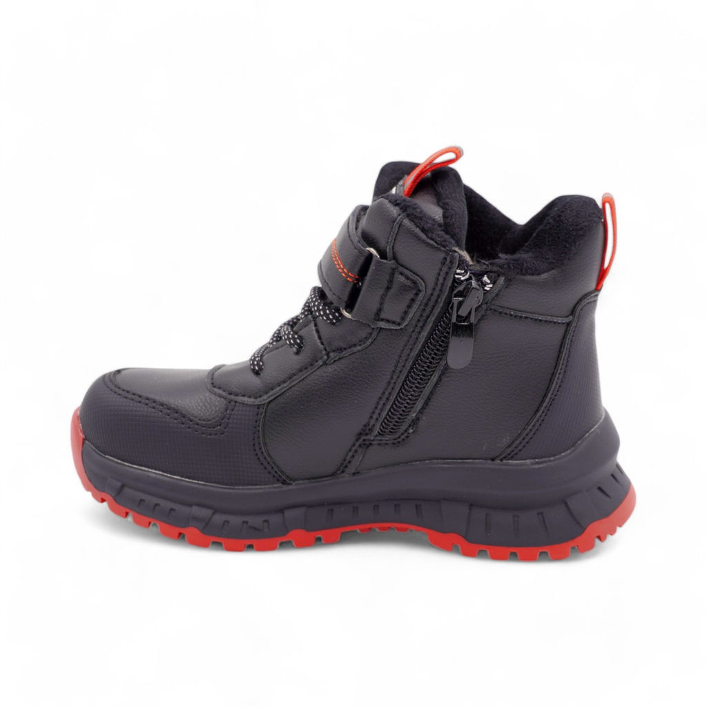 Ботинки на меху 1830-1-1 черно красные - Леопард фото 3