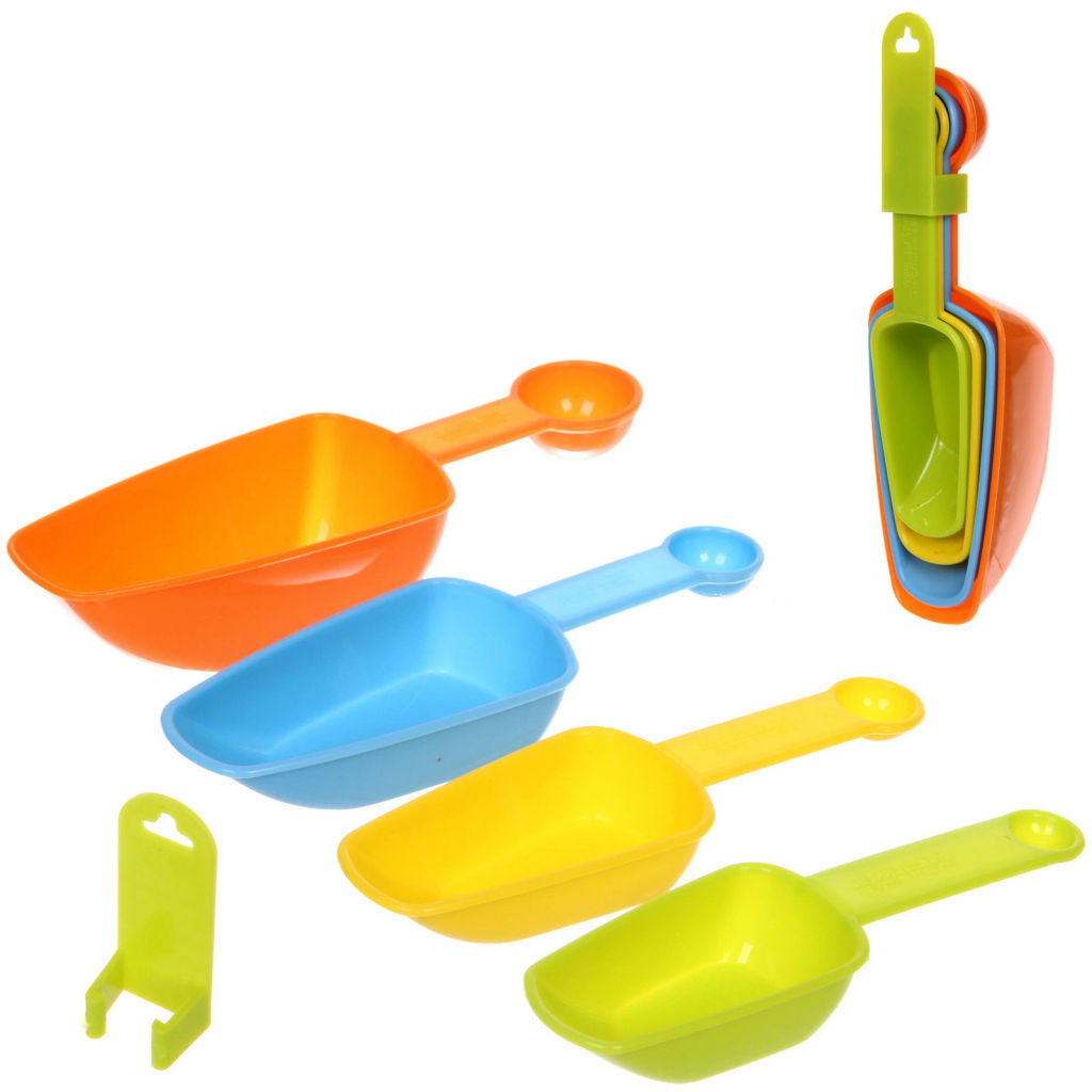 Цена за 2 шт. Совок для сыпучих продуктов в наборе 4шт(60мл,80мл,120мл,235мл),микс цветов