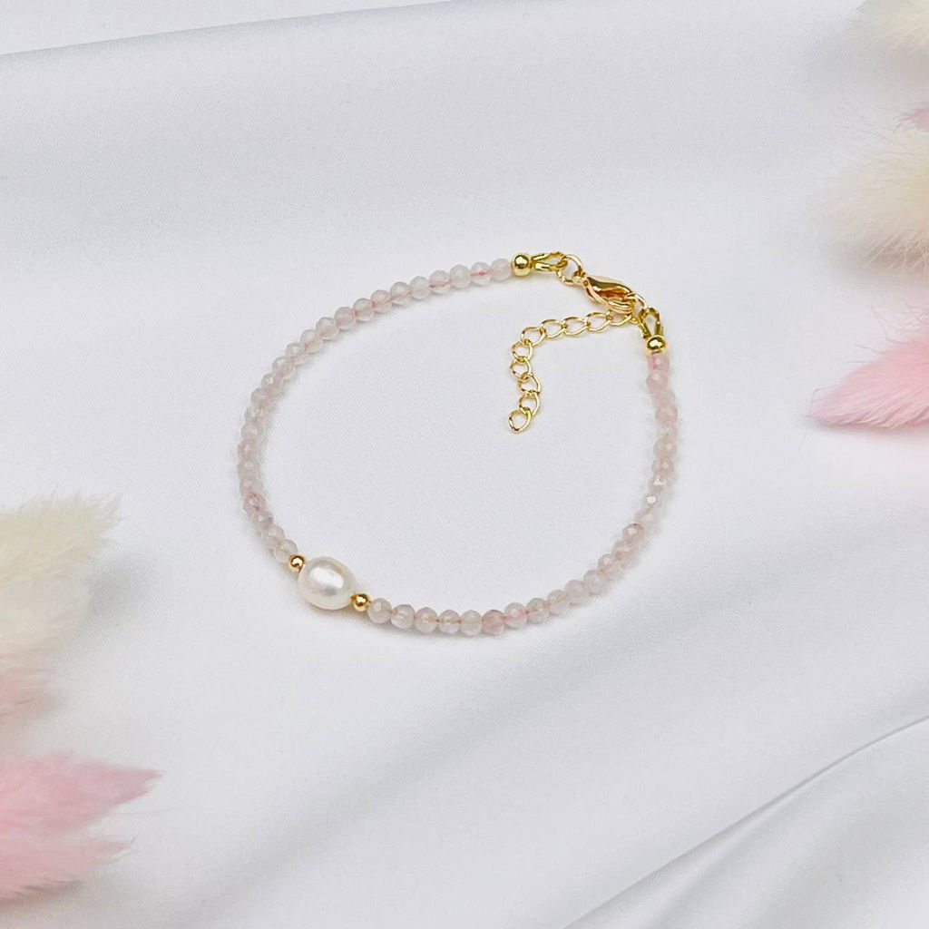 Браслет из Розового кварца и Жемчуга - Радуга самоцветов фото 2