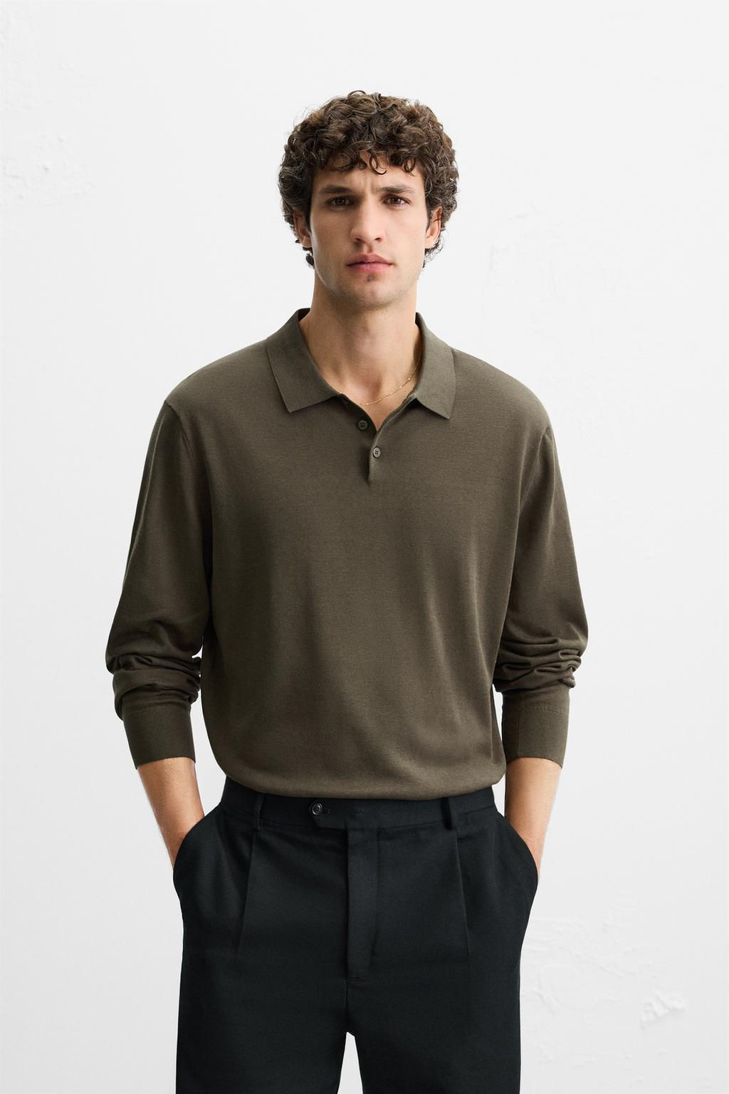 KNIT COTTON - SILK POLO SHIRT - Zara фото 12