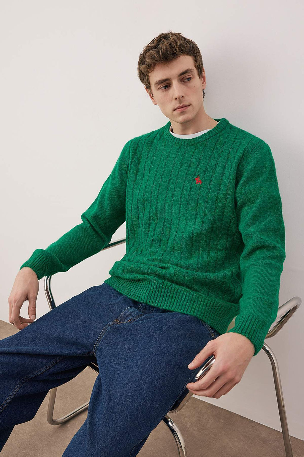 Lacivert Regular Bisiklet Yaka Animal Kazak TMNAW26KZ00006 - Trendyolmilla фото 9