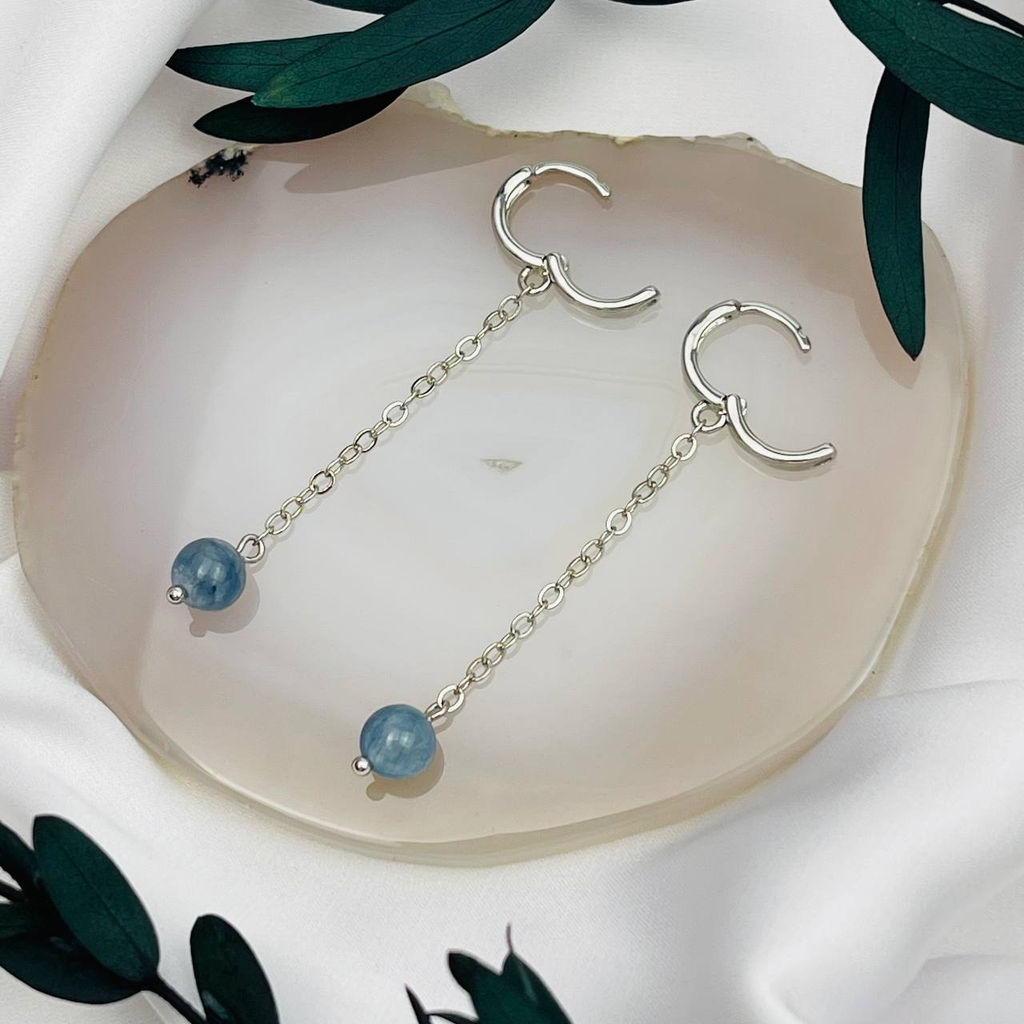 Серьги на цепочке с Кианитом