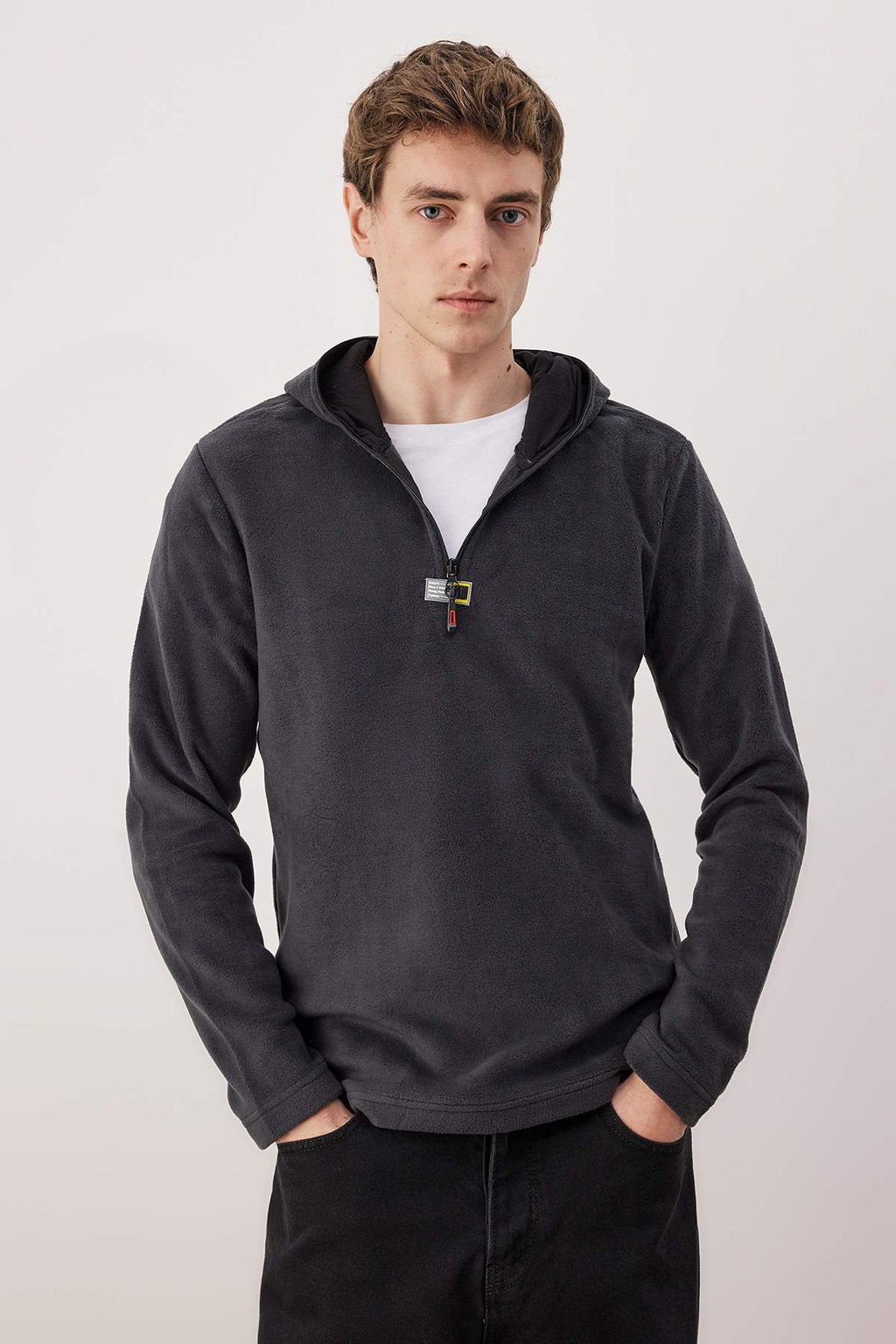 Haki Slim/Dar Kesim Polar Fermuarl? Kapusonlu Sweatshirt TMNAW26SW00064 - Trendyolmilla фото 15