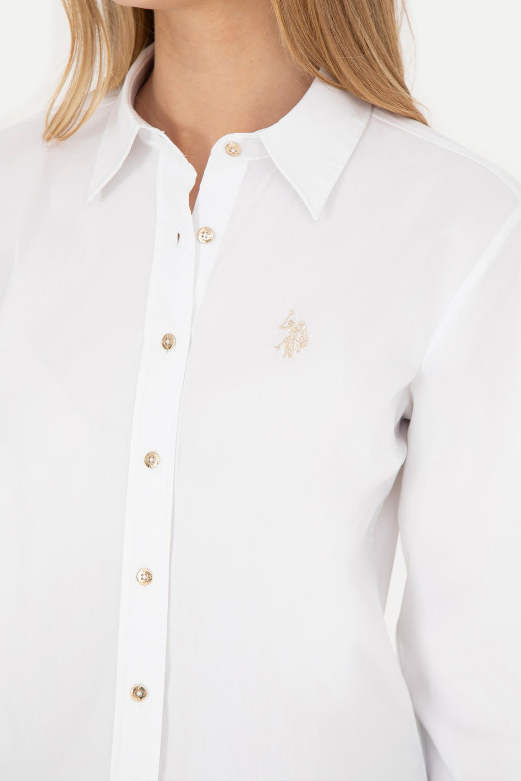 Женская белая базовая рубашка с длинным рукавом Неожиданная скидка в корзине - U.s. polo assn фото 7