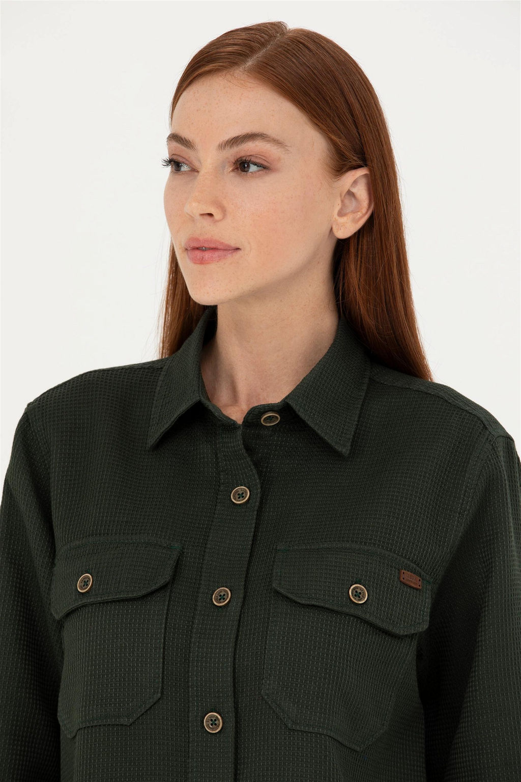 Женская рубашка цвета хаки с длинным рукавом - U.s. polo assn фото 2