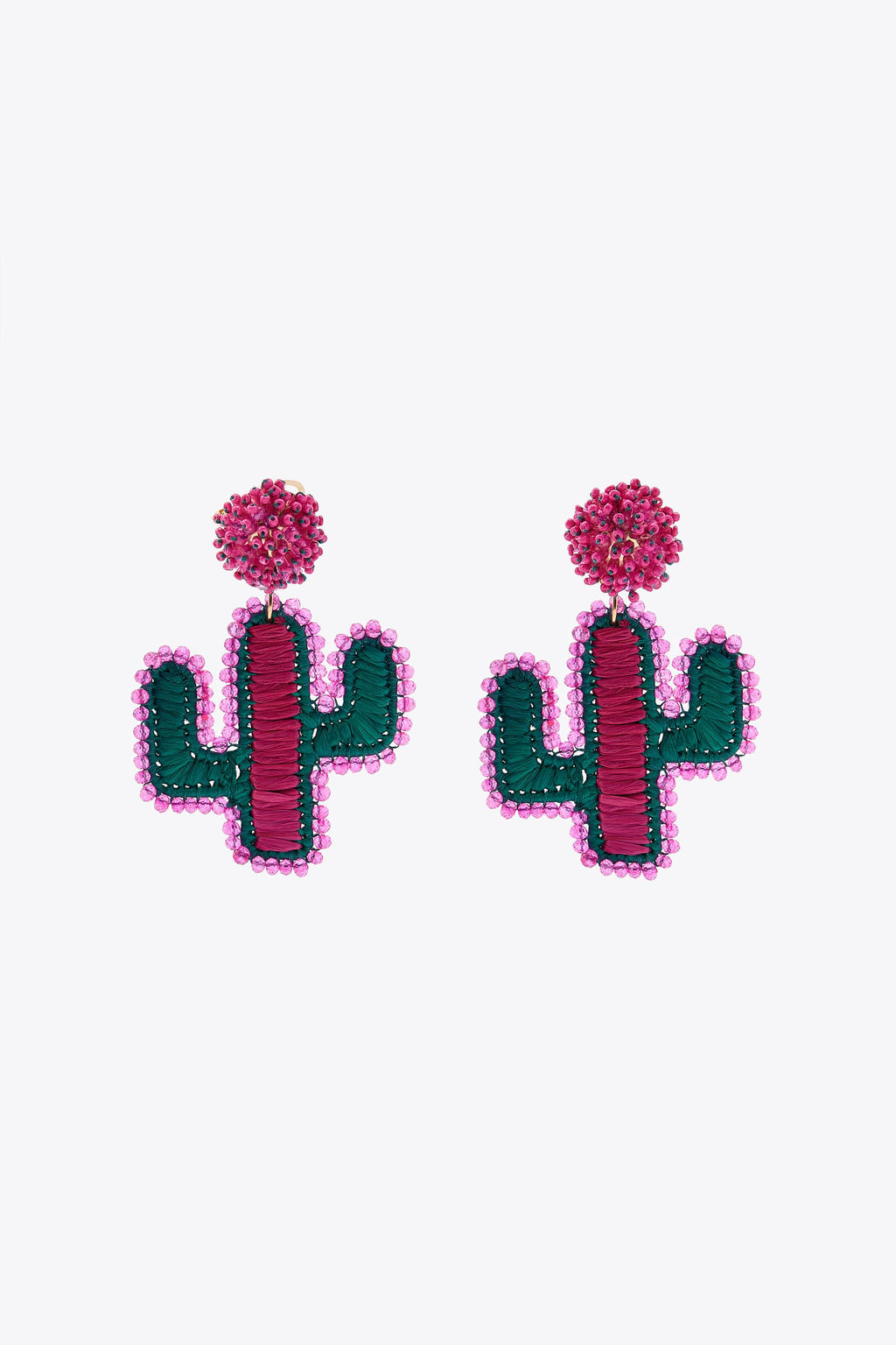 CACTUS RAFFIA RHINESTONE EARRINGS - Zara фото 3