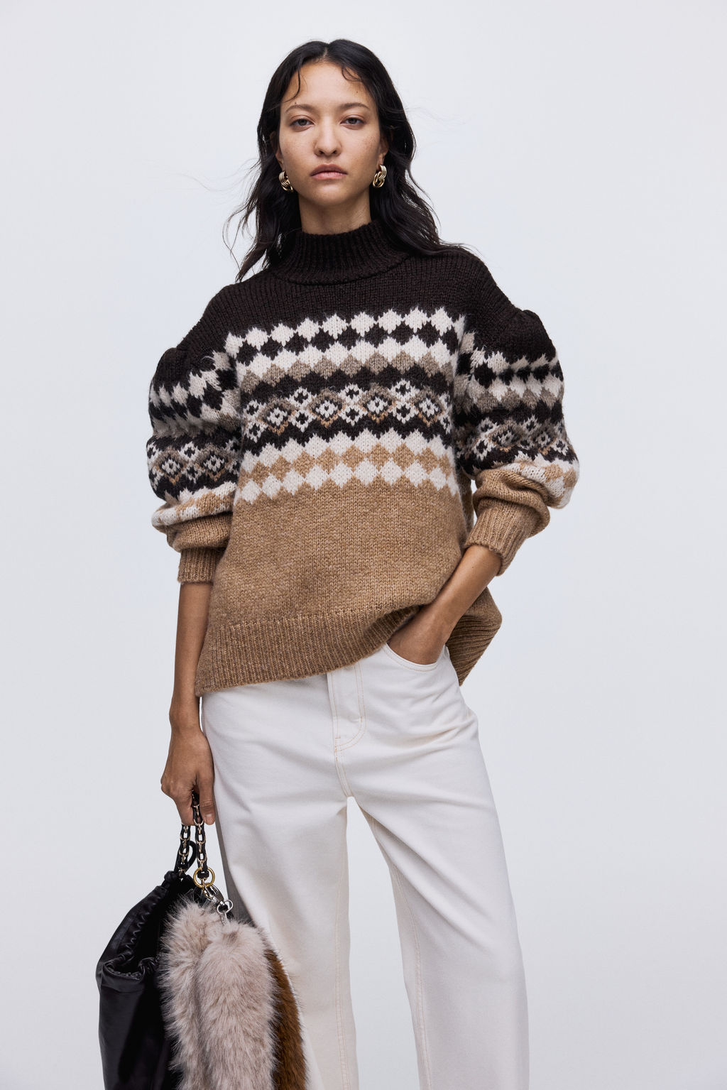 Jersey en punto jacquard con cuello perkins - H&m фото 6