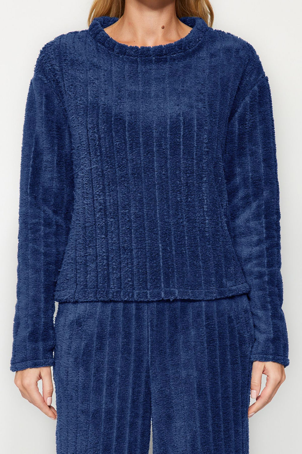 Trendyolmilla Antrasit Wellsoft K?sl?k Orme Pijama Tak?m? THMAW24PT00042  фото 3