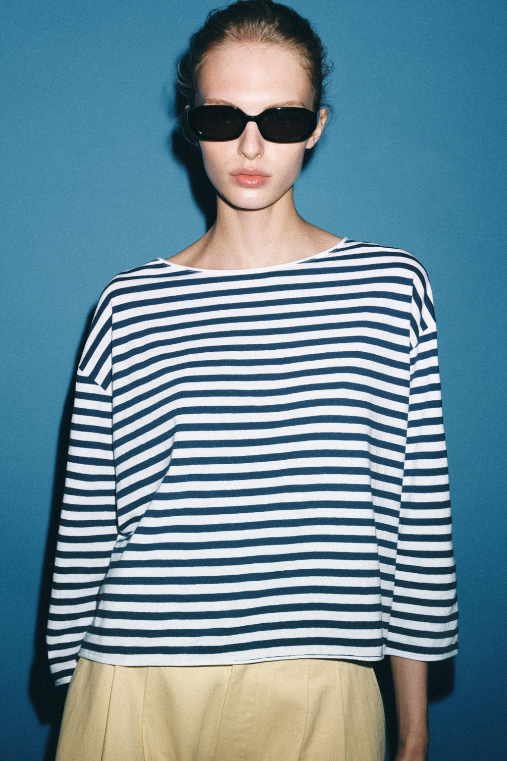 CAMISETA R?STICA RAYAS / Azul / Blanco