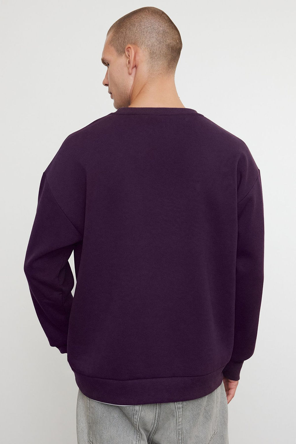 Mor Oversize/Genis Kesim Nak?sl? Ici Polar/S?cak Tutan Sweatshirt TMNAW25SW00025 - Trendyolmilla фото 5