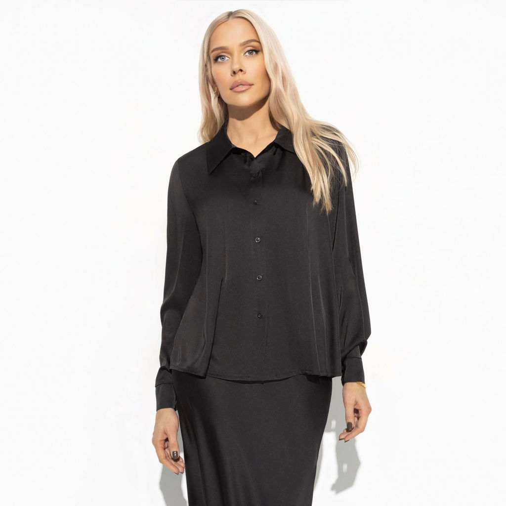 Рубашка из шелка, Цветущее очарование (черная) - Charutti фото 6