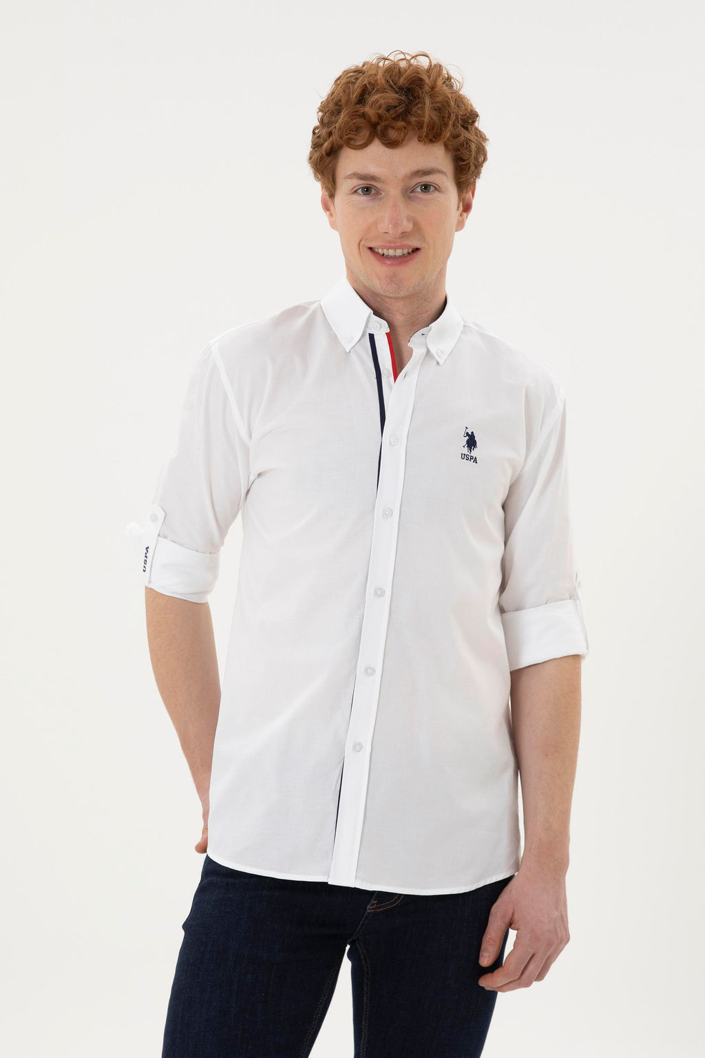 Мужская белая рубашка с длинным рукавом - U.s. polo assn фото 8