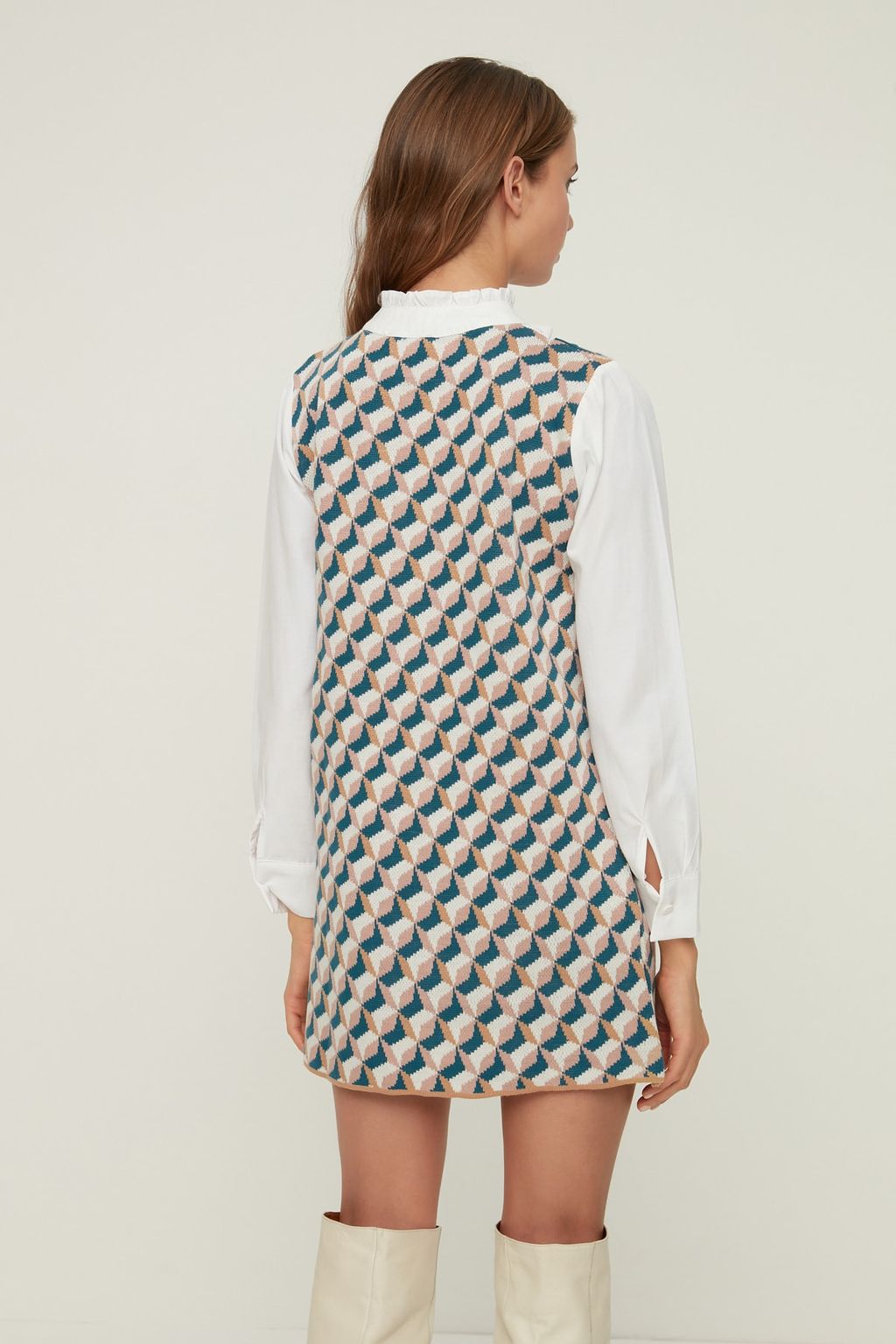 TRENDYOLMILLA Lacivert Mini Triko Gomlek Garni Detayl? Elbise TWOAW22SV0122  фото 11