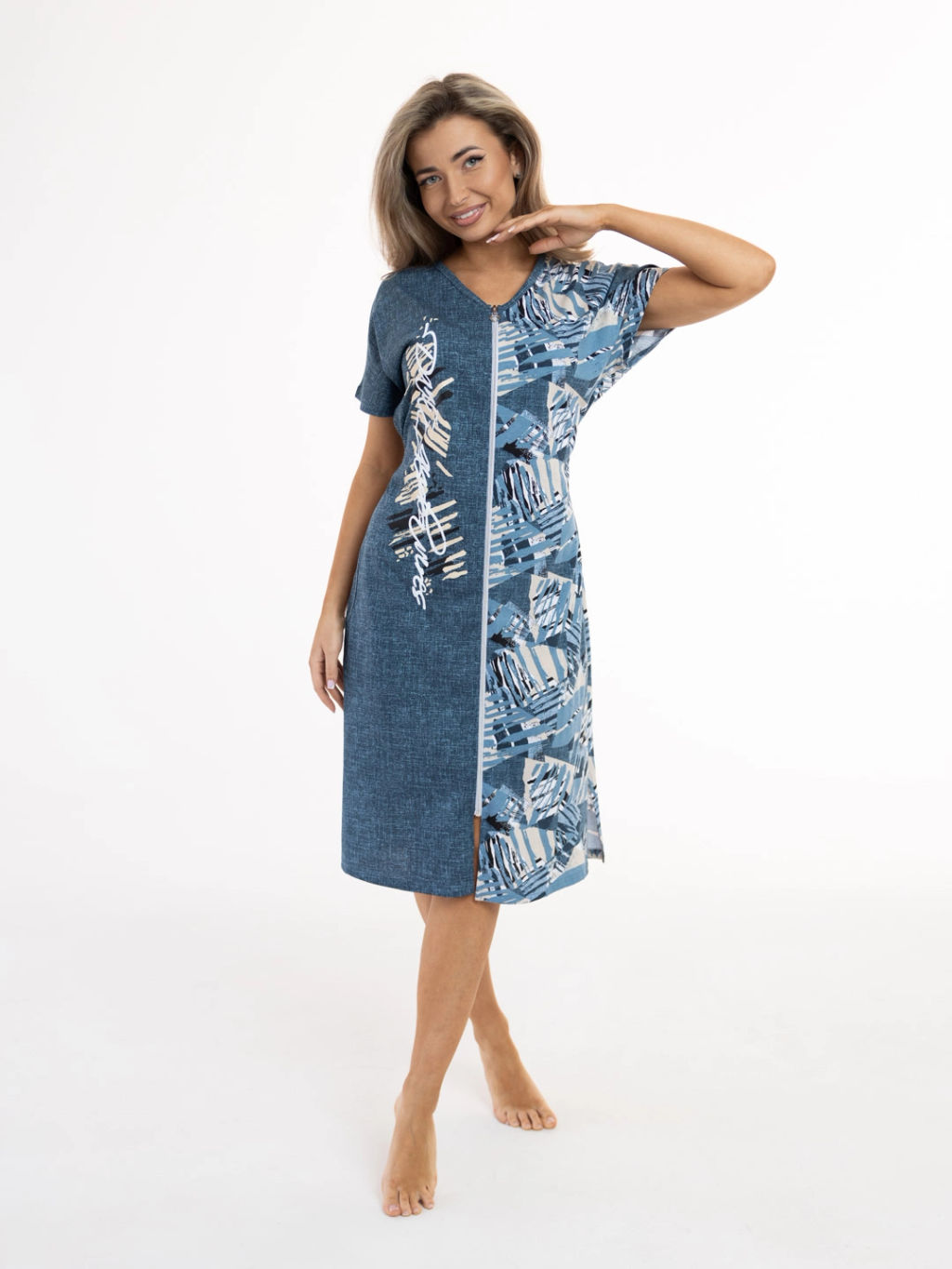 Халат женский, цвет синий