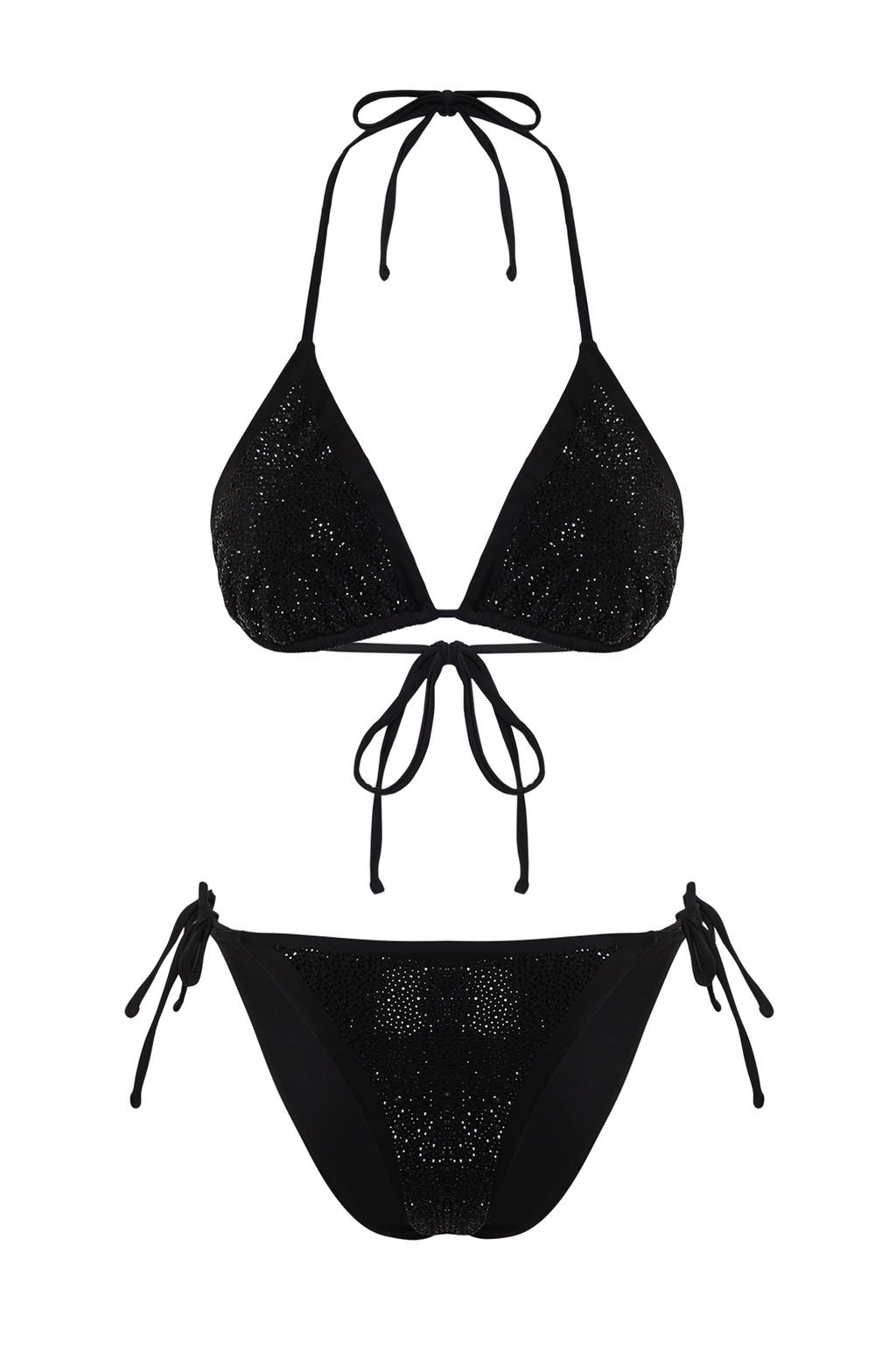 Siyah Tas Bask? Ucgen Kapl? Brazilian Normal Bel Bikini Tak?m? TBESS24BT00131