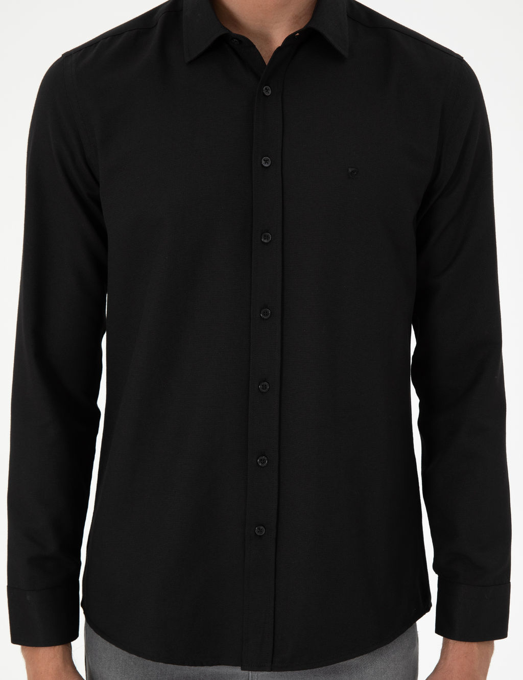 Siyah Oxford Slim Fit Uzun Kollu G_mlek