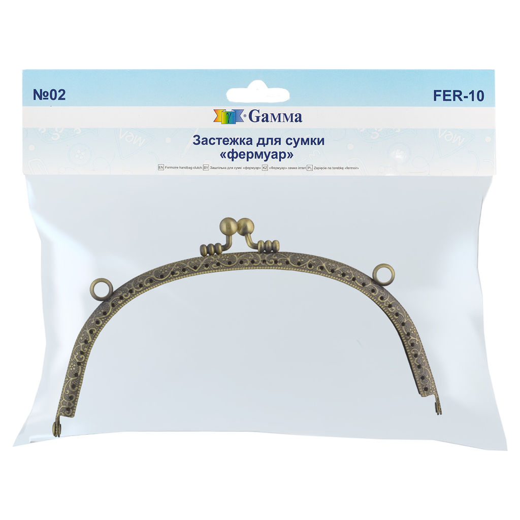 Gamma FER-10 Застежка для сумки фермуар 16.5 x 7.5 см 5 х 1 шт. №02 под состаренную бронзу
