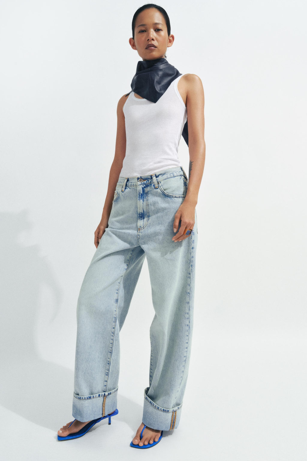 JEANS ZW COLLECTION BAGGY TIRO MEDIO / Azul claro - Zara фото 4