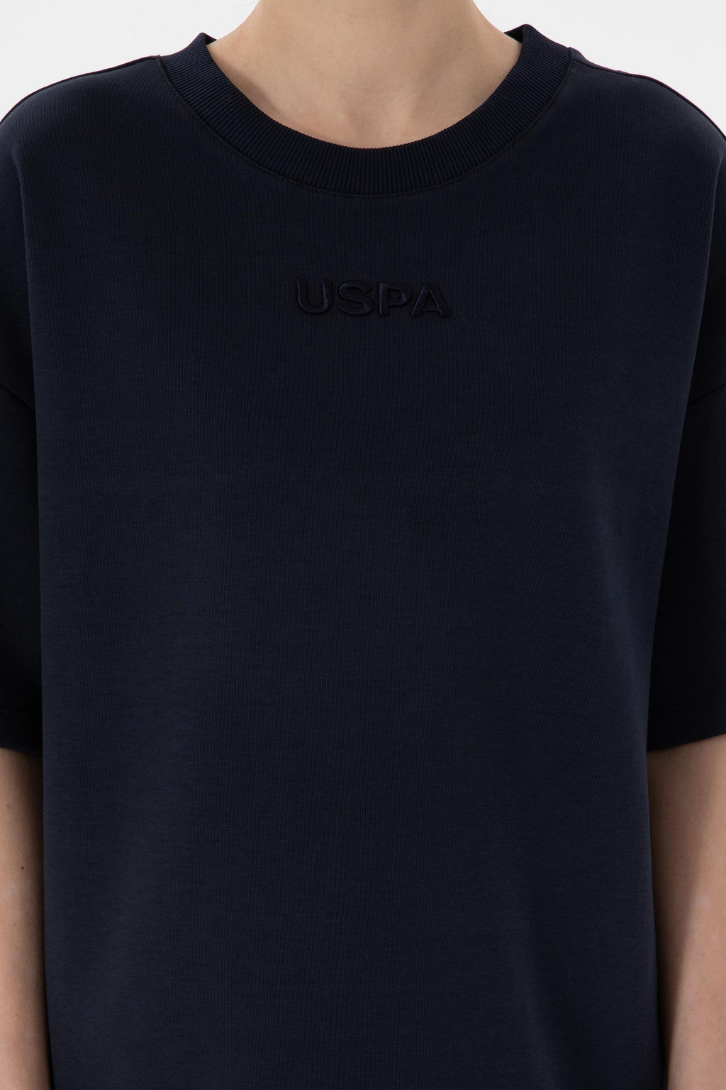 Kad_n Lacivert Oversize Bisiklet Yaka Ti__rt