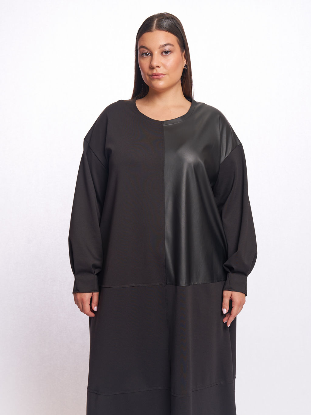 Платье с кожаной вставкой PP56606BLK01