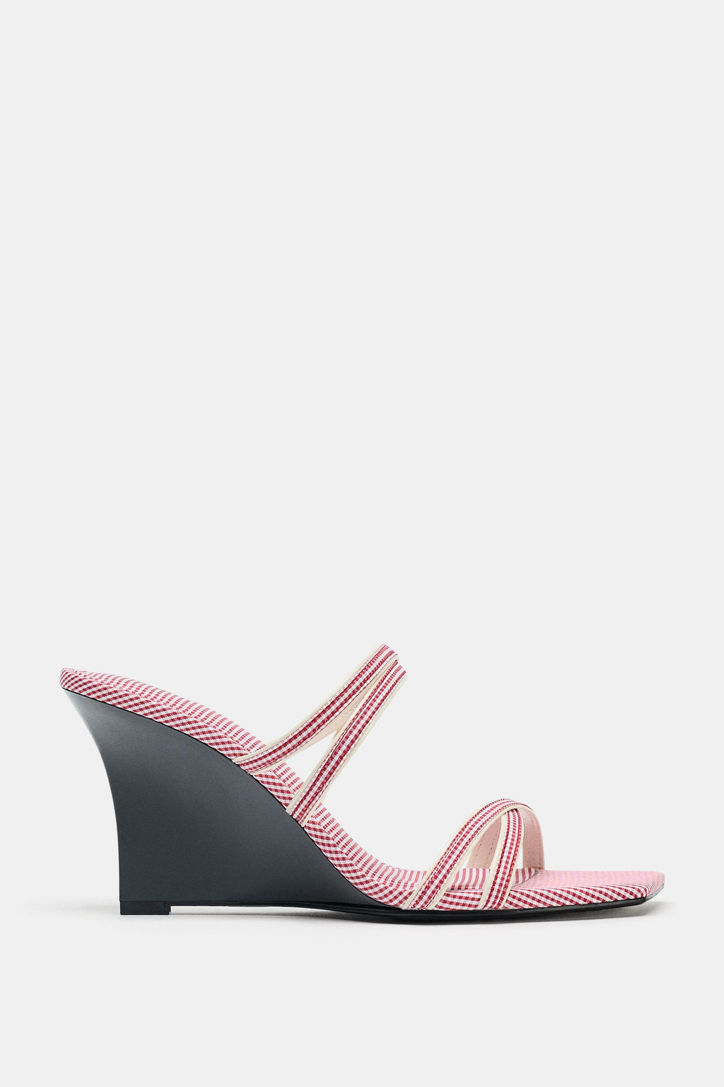 CHECK STRAPPY WEDGES - Zara фото 8