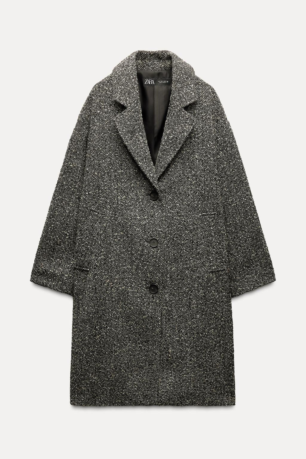 HERRINGBONE DROPPED SHOULDER COAT - Zara фото 4