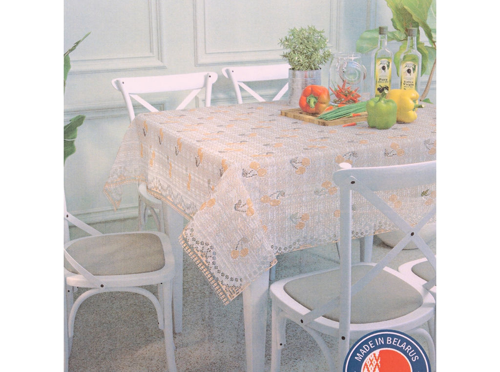 Скатерть декоративная Д236Аб 150 беж. с белым 1.50 м*1.30 м рис. Д236Аб