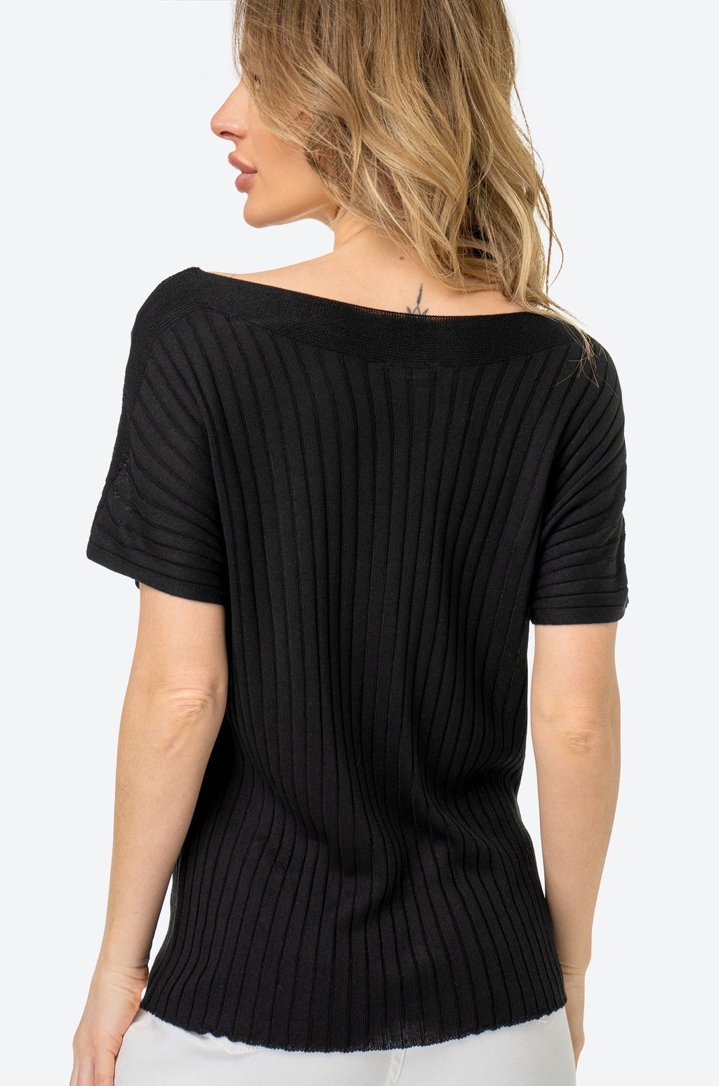 Женский джемпер с коротким рукавом в рубчик Happy Fox  фото 33