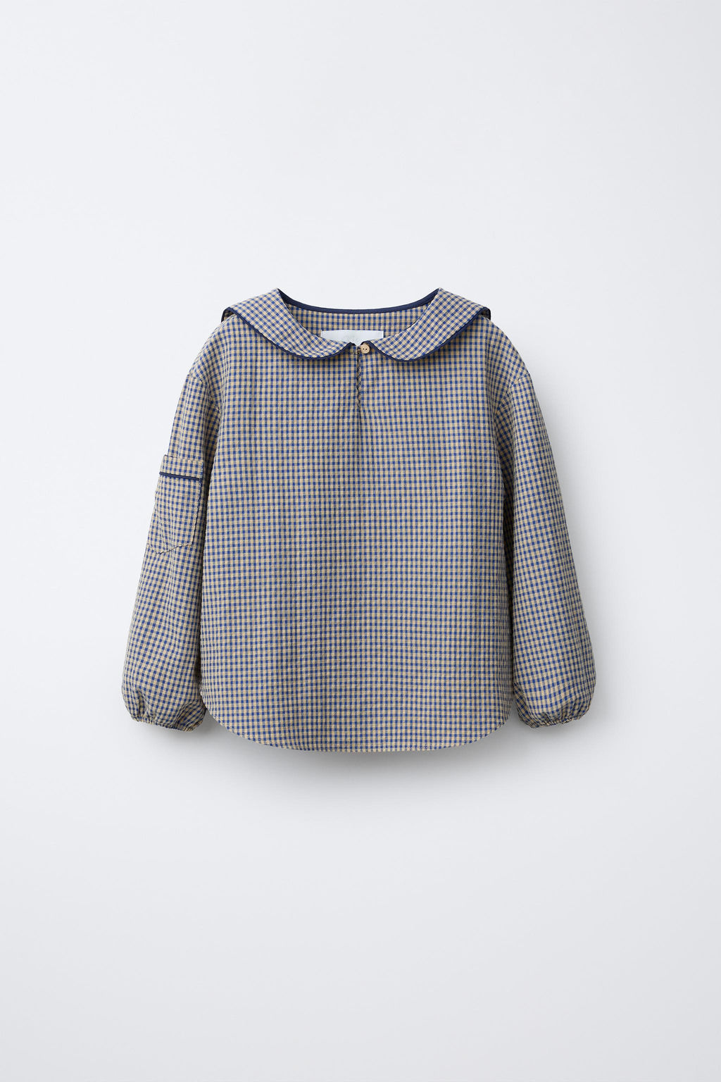 CAMISA CUELLO BOBO CUADROS / Crudo / Azul - Zara фото 3