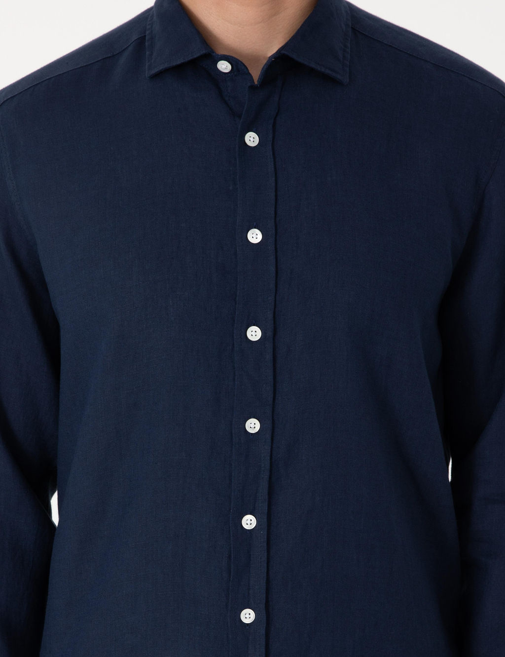 Lacivert %100 Keten Regular Fit Uzunkollu G_mlek - Pierre cardin фото 6