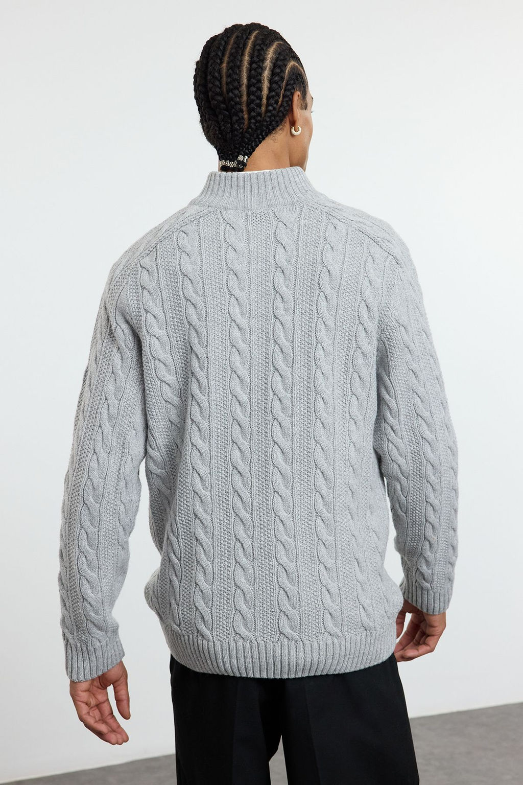 TRENDYOL MAN Bordo Unisex Regular Fit Fermuarl? Yar?m Bal?kc? Sac Orgu Triko Kazak TMNAW21KZ0737 - Trendyolmilla фото 6