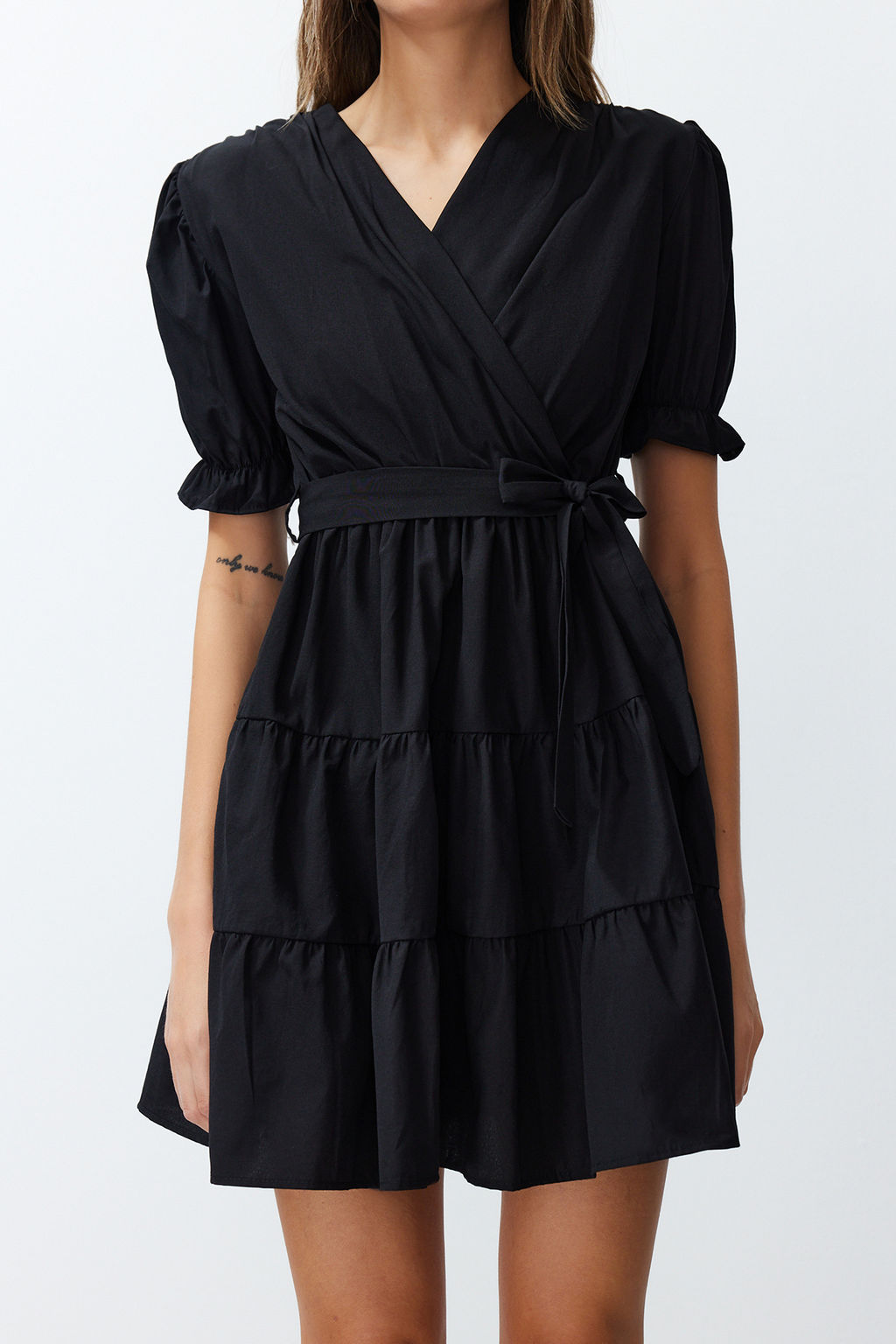 Siyah Etnik Desenli Belden Ac?lan Mini Dokuma Elbise TWOSS24EL00942 - Trendyolmilla фото 5