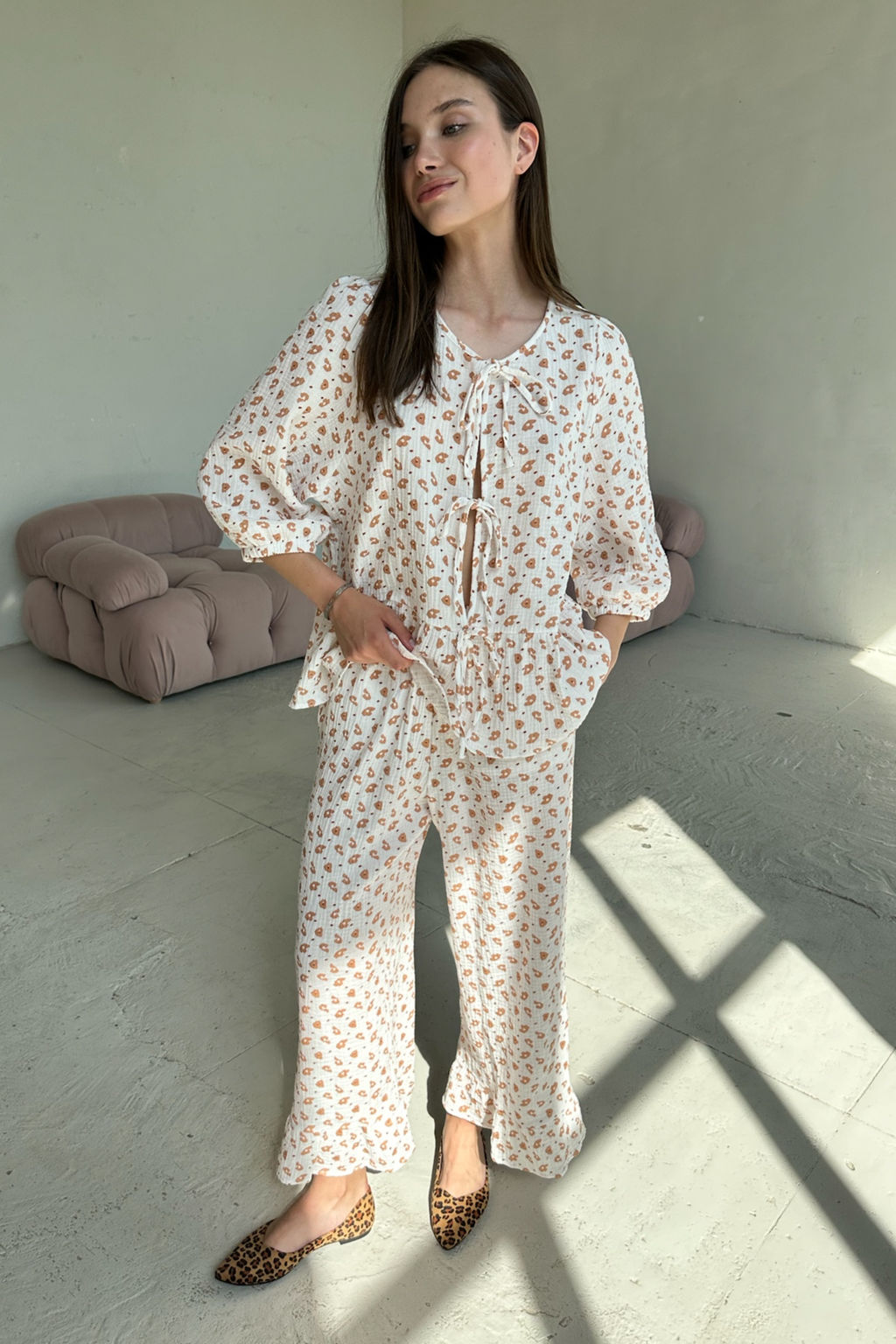 Костюм муслин SET070/05/Белый, бежевый