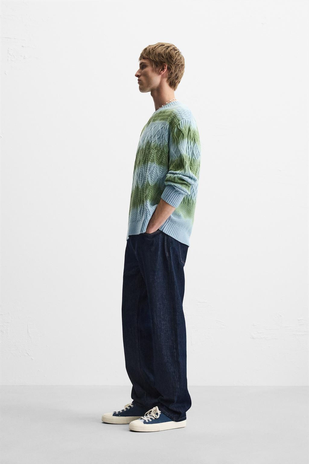 SPRAY PRINT CABLE-KNIT SWEATER - Zara фото 4