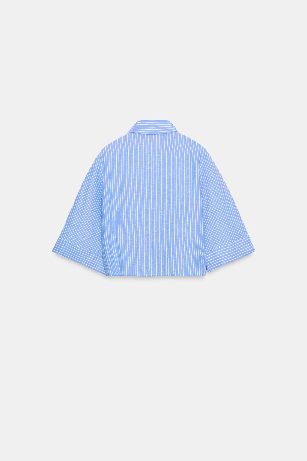 CAMISA NUDO CON LINO / Azul / Blanco - Zara фото 8