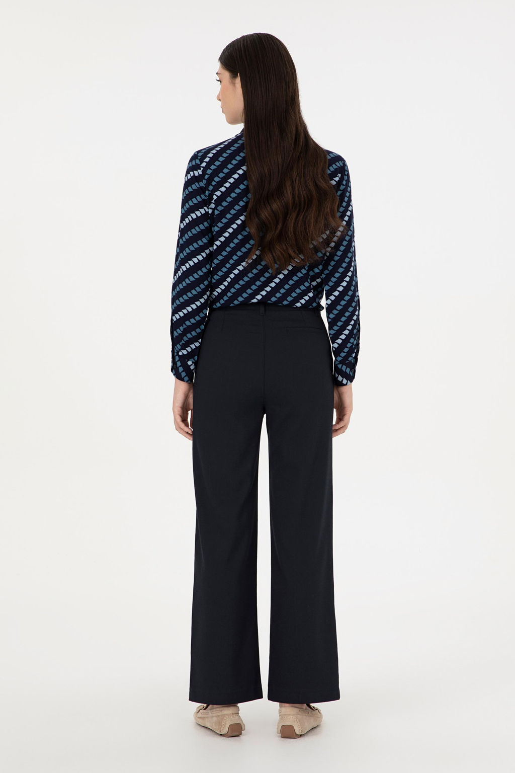 Kad_n Lacivert Straight Fit Kanvas Pantolon