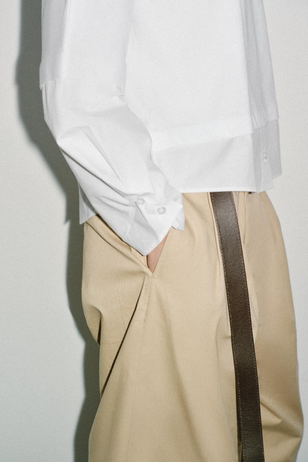 CAMISETA COMBINADA POPEL?N / Blanco - Zara фото 4