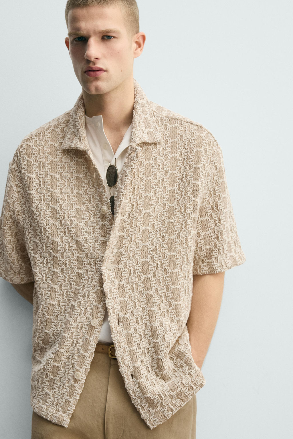 CAMISA ESTRUCTURA CROCHET / Tostado - Zara фото 5