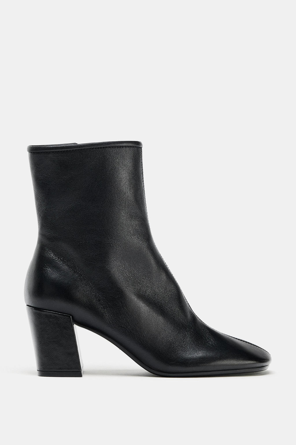 LEATHER BLOCK HEEL ANKLE BOOTS - Zara фото 2