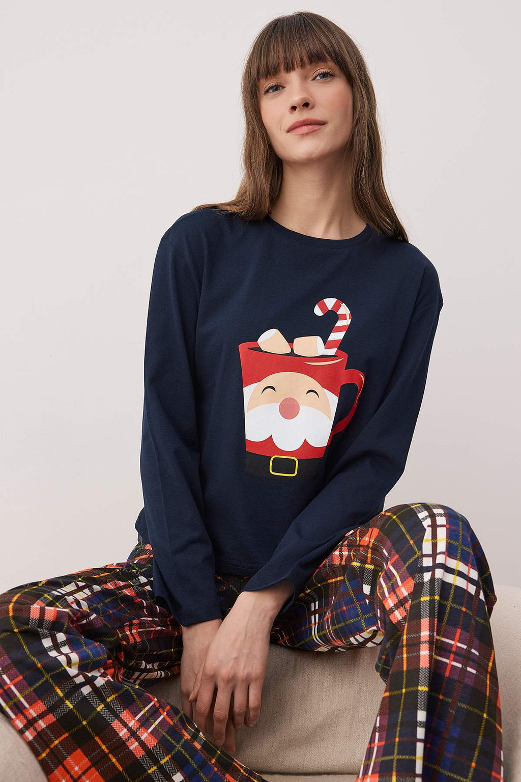 Trendyolmilla Yesil %100 Pamuklu Y?lbas? Temal? Orme Pijama Tak?m? THMAW24PT00059  фото 12