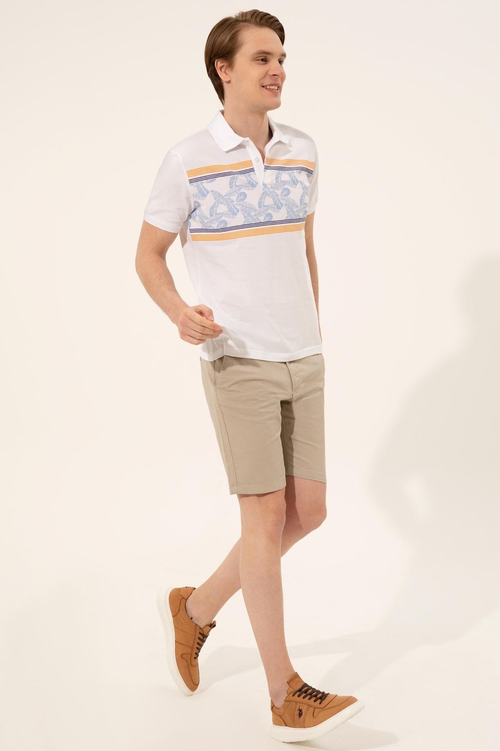 U. S. Polo Assn Мужская белая футболка с воротником-поло - U.s. polo assn фото 4