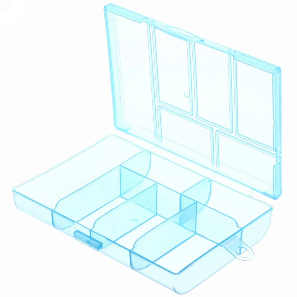 Цена за 10 шт. Таблетница - органайзер 6 ячеек "VOSTOKDOM", цвет прозрачный и голубой, 12*9*2см