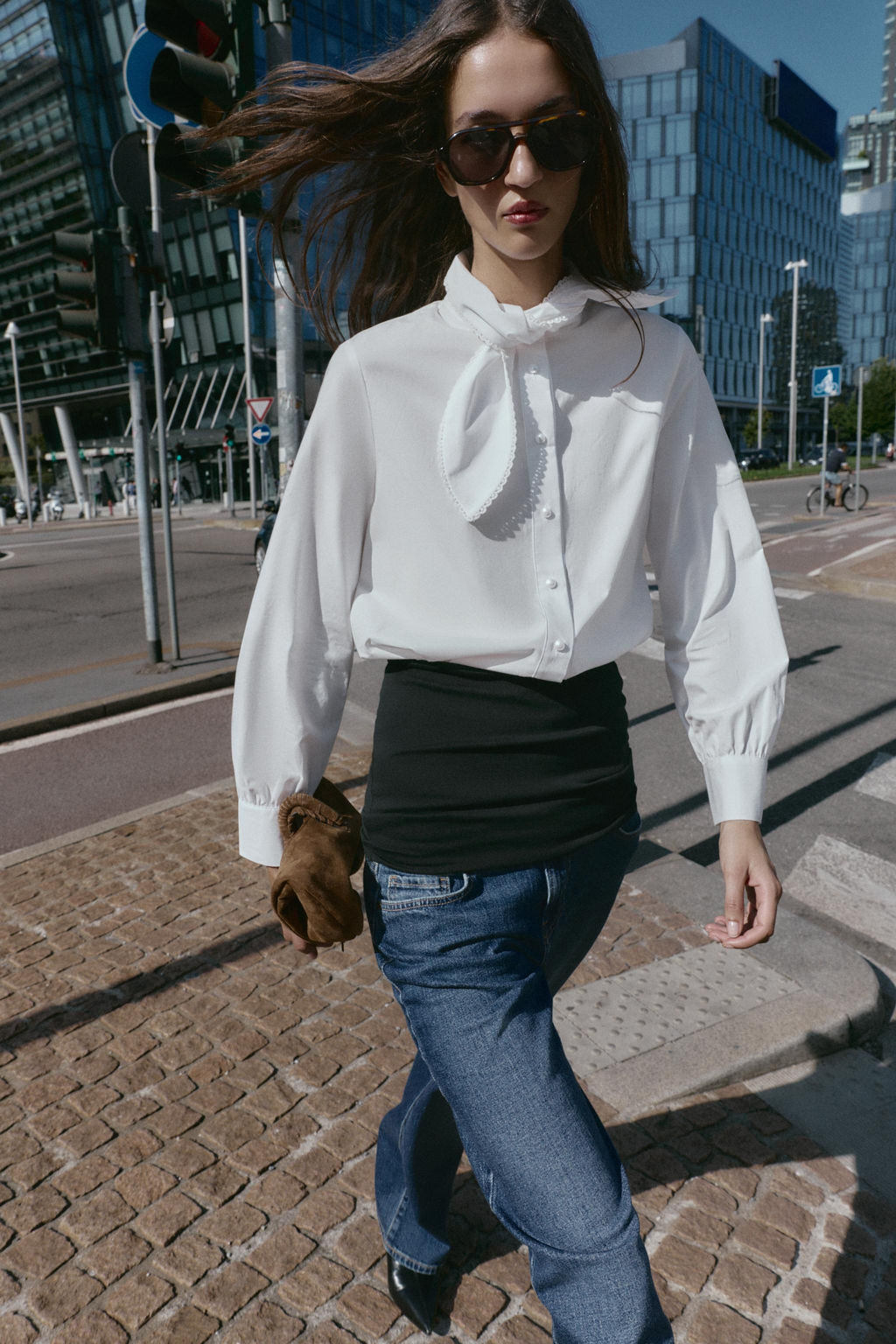POPLIN SHIRT WITH BOW - Zara фото 4