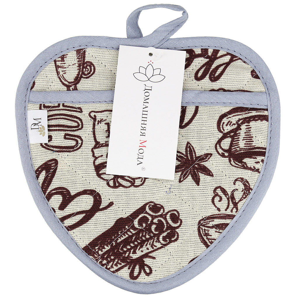 Прихватка с запахом 20х20см Эспрессо, вид 1/1, форма Клубника, рогожка 171г/м2, хлопок 100%, наполнитель - ватин 280г/м2, на пластмассовом подвесе, Домашняя мода (Россия)  фото 4