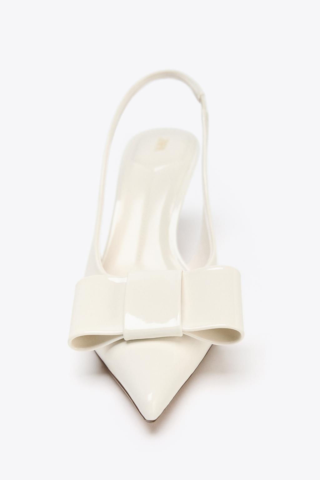 FAUX PATENT SLINGBACK HEELS WITH BOW - Zara фото 4