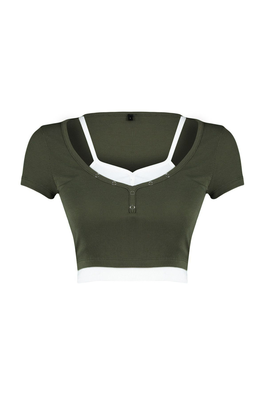 Trendyolmilla Haki Cift Kat Detayl? Fitted/Vucudu SaranFitilli Esnek Orme Bluz TWOSS24BZ00102  фото 15